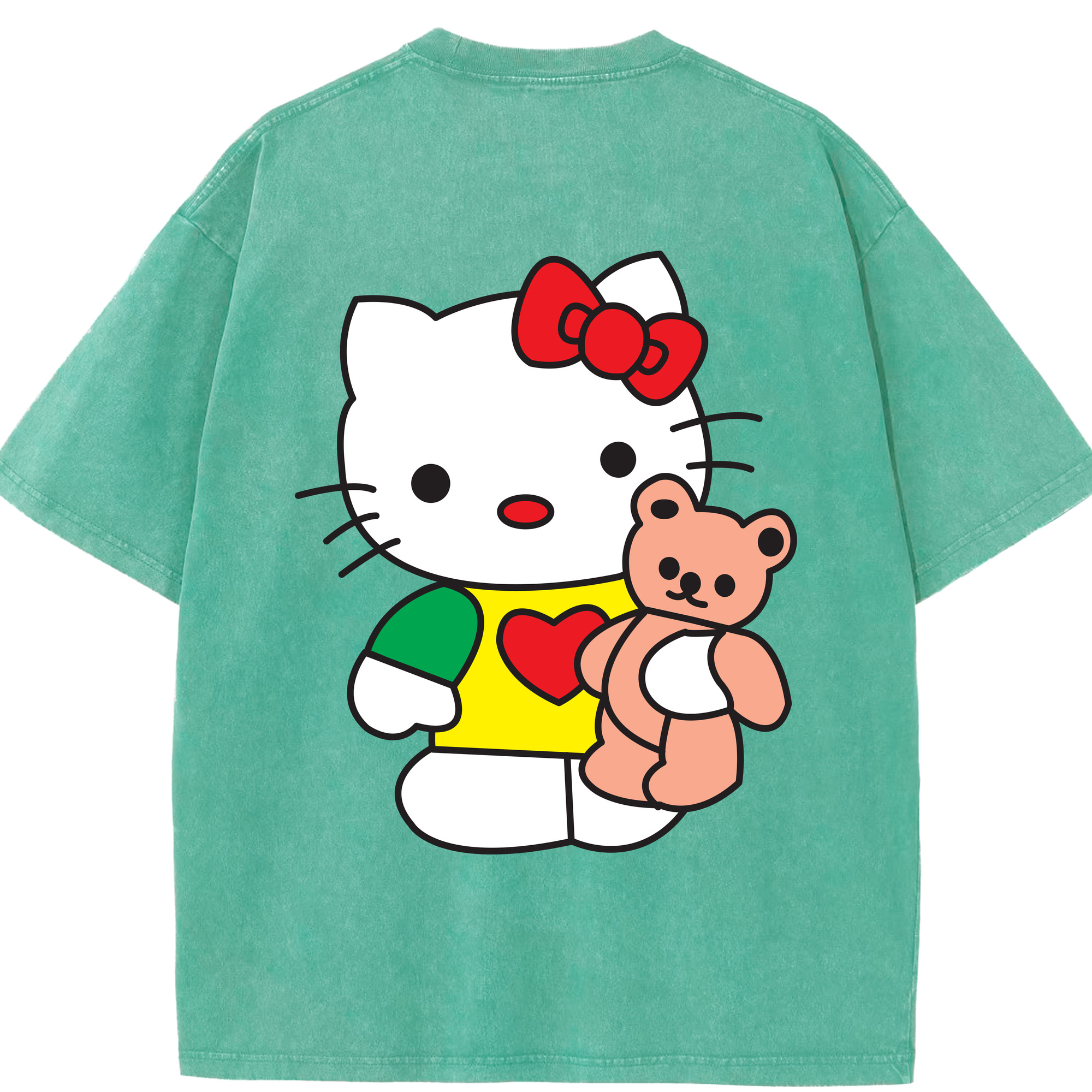 （画像用） Hello Kitty ハローキティ 綿100% ヴィンテージ風 半袖Tシャツ（背面プリント）